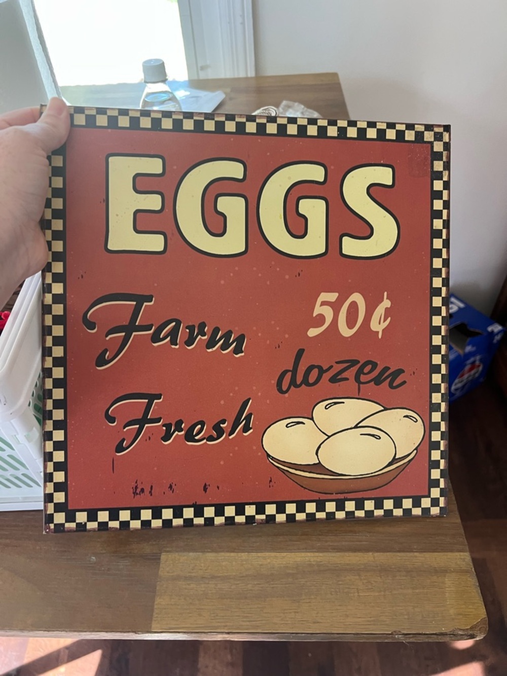 Hobby Lobby Red and Cream "EGGS" Farm Fresh Wall Sign